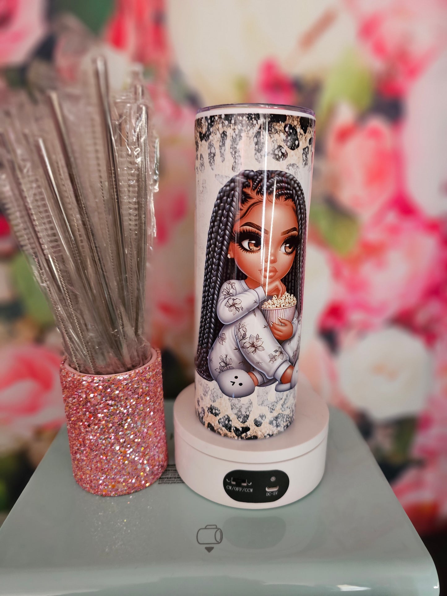 Chibi Girls W Popcorn Tumbler Design