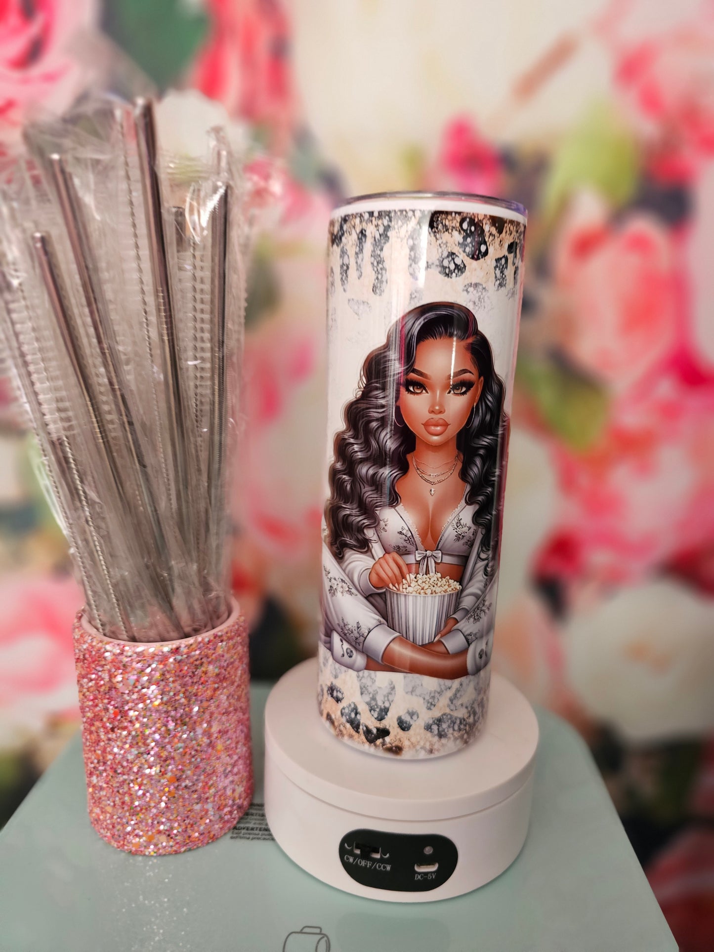 Chibi Girls W Popcorn Tumbler Design