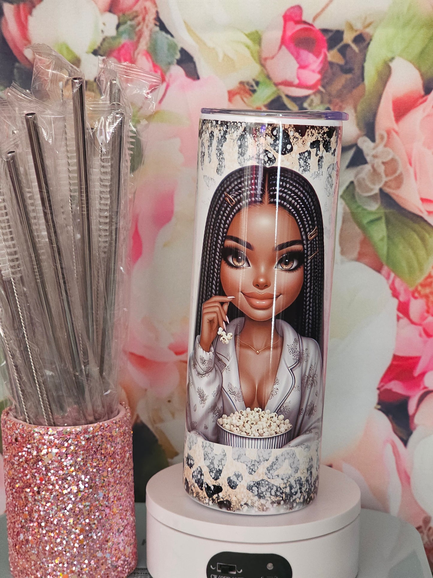 Chibi Girls W Popcorn Tumbler Design