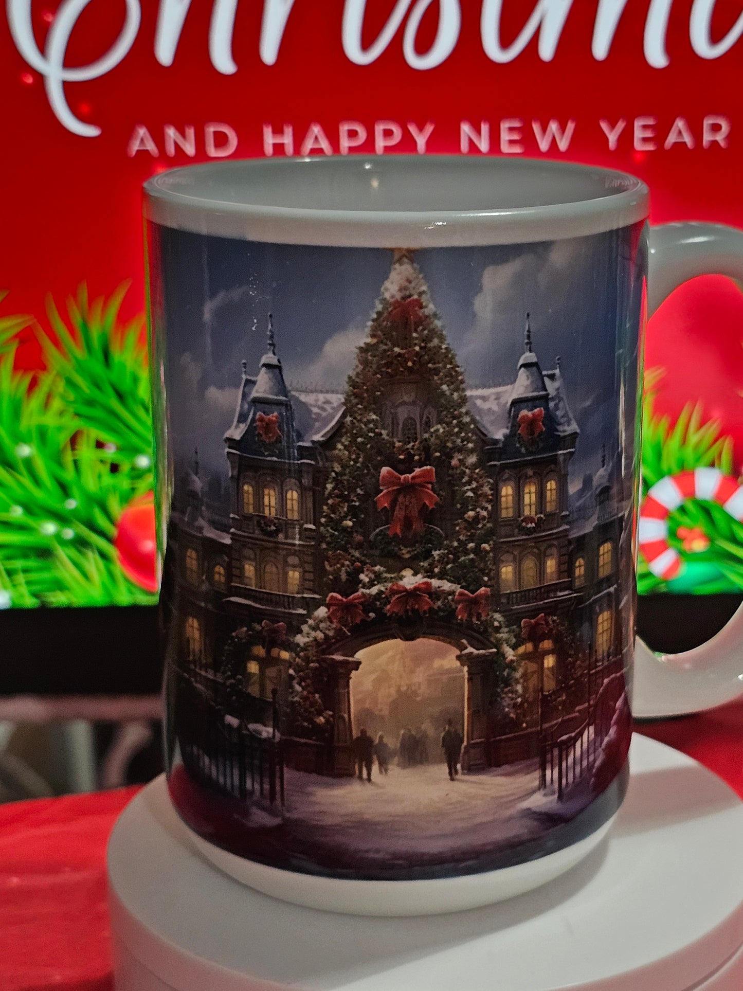 Christmas Town Hall Mug 15 oz