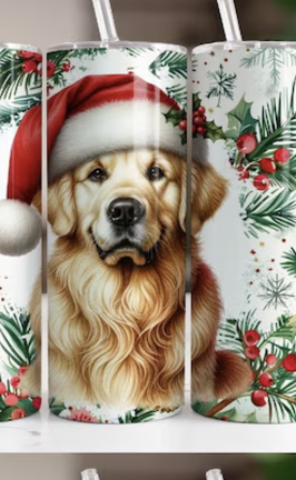 Christmas Dogs with Santa hats