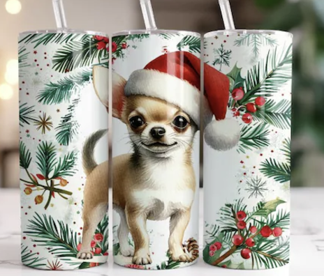 Christmas Dogs with Santa hats