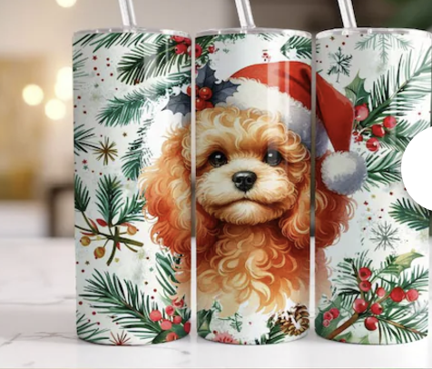 Christmas Dogs with Santa hats