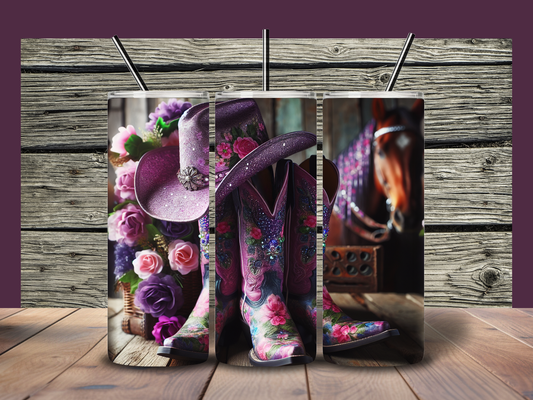 Purple Cowgirl boots and Flowers