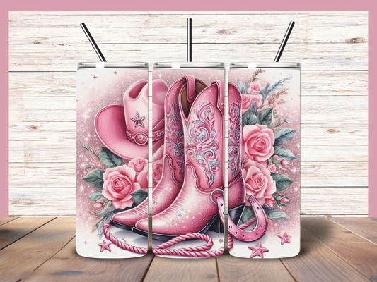Pink Cowgirl boots and Flowers